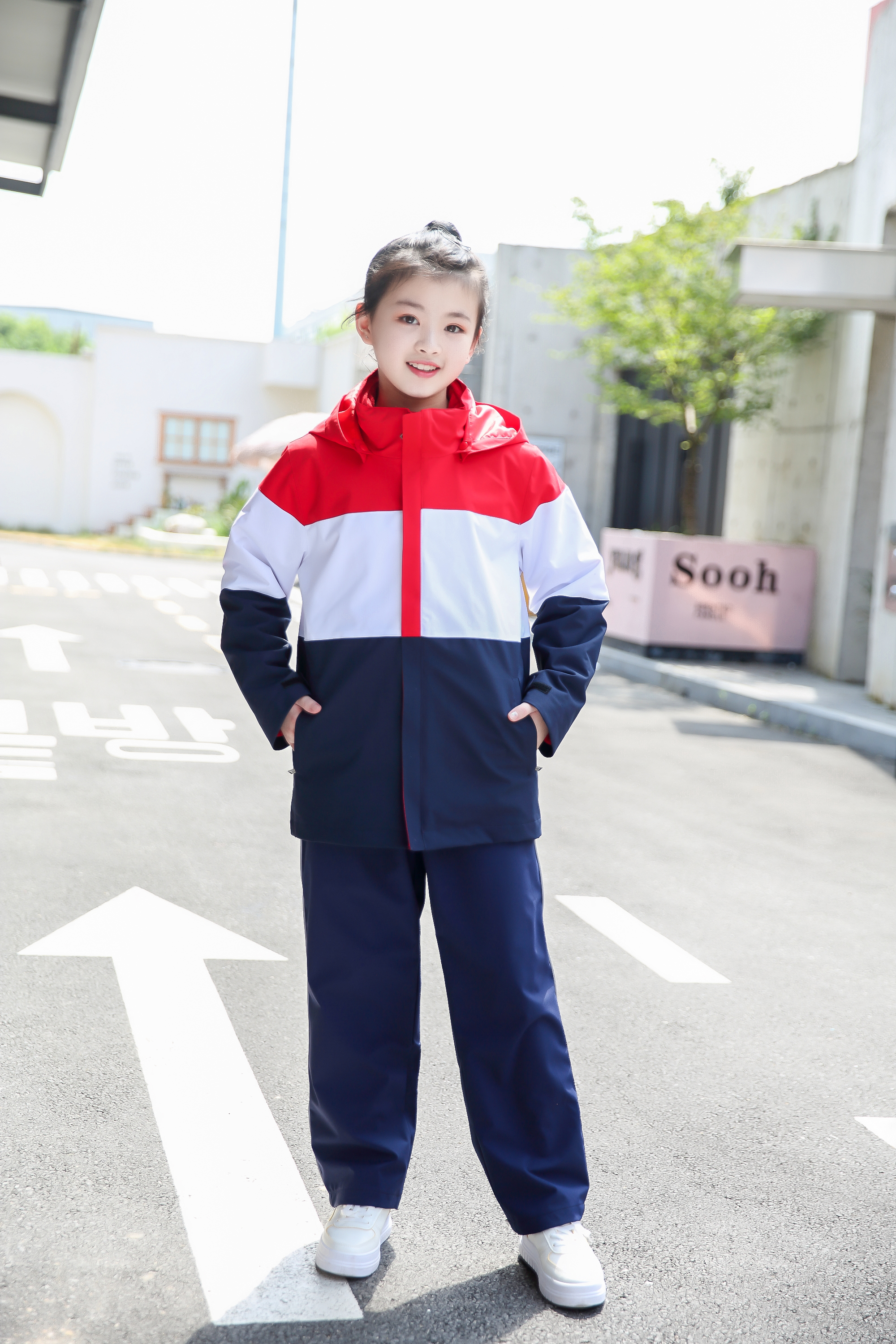 d18中小学生冲锋衣校服春秋装男女童三件套儿童班服 园服